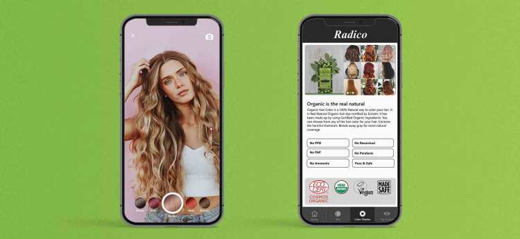 Radico Color me Organic App screens