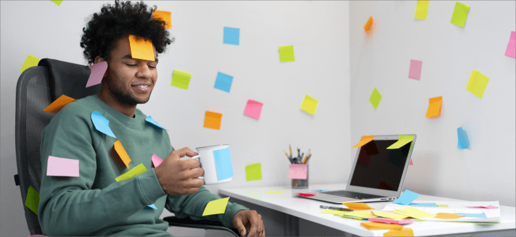 Sticky notes floating around during Kanban process