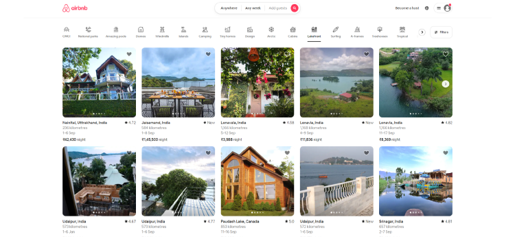 AIrbnb home page