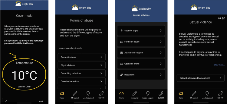 Bright Sky app interfaces